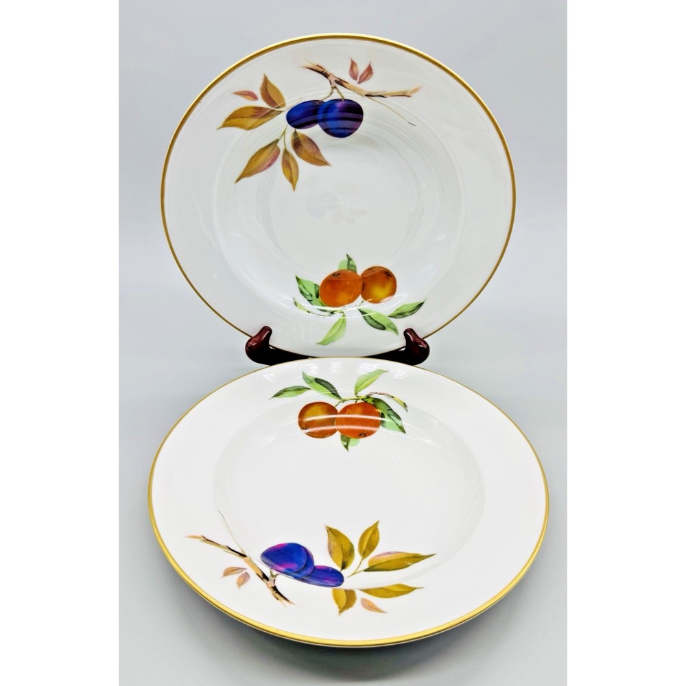 Royal Worcester Evesham Gold Flat Rim Soup Bowl England‎ 9 inch 118878 Fruit